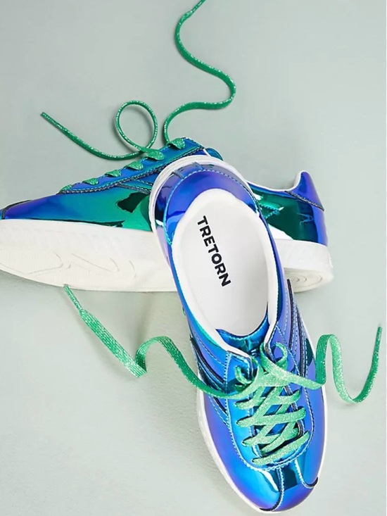 Tretorn Shoes - Tretorn Women's Iridescent Blue-Green Lace-Up Sneaker Size 6.5